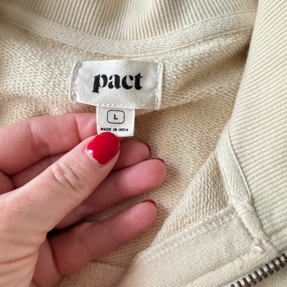 PACT Organic Cotton Creamy Oat Quarter-Zip Sweatshirt and Joggers Set NWOT - Picture 6 of 10